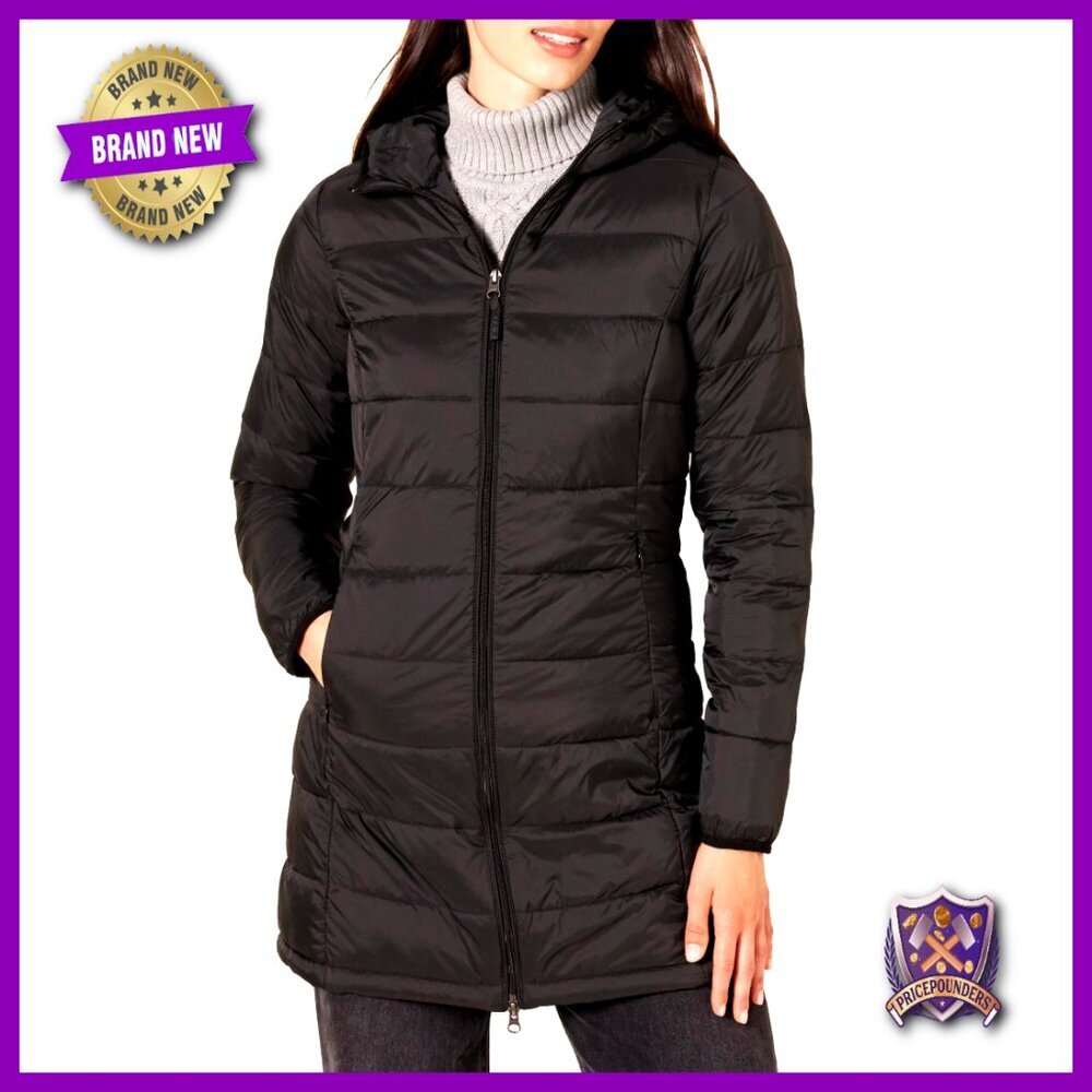 Lightweight Water-Resistant Packable Hooded Puffer Coat Plus Size